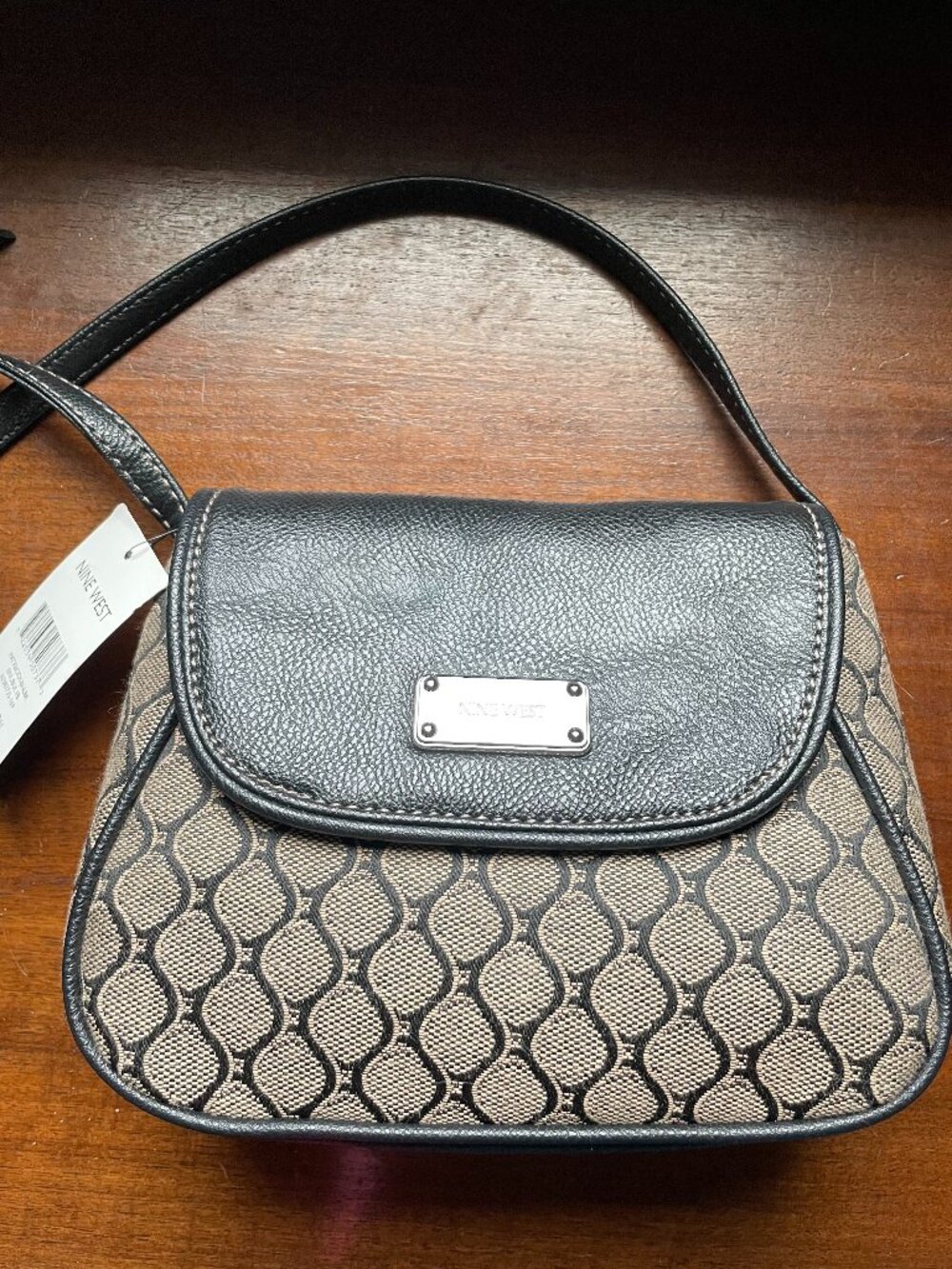 Nine West NWT Crossbody Bag Tan and Black Print Design